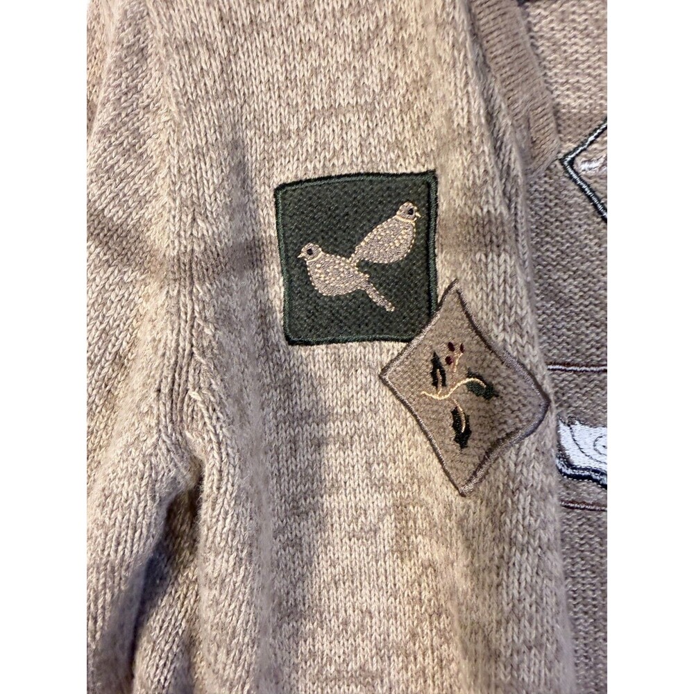 Grannycore Sweater Cardigan Birds Quirky Pattern Earthy Boho Women's Small Indie - Picture 4 of 7